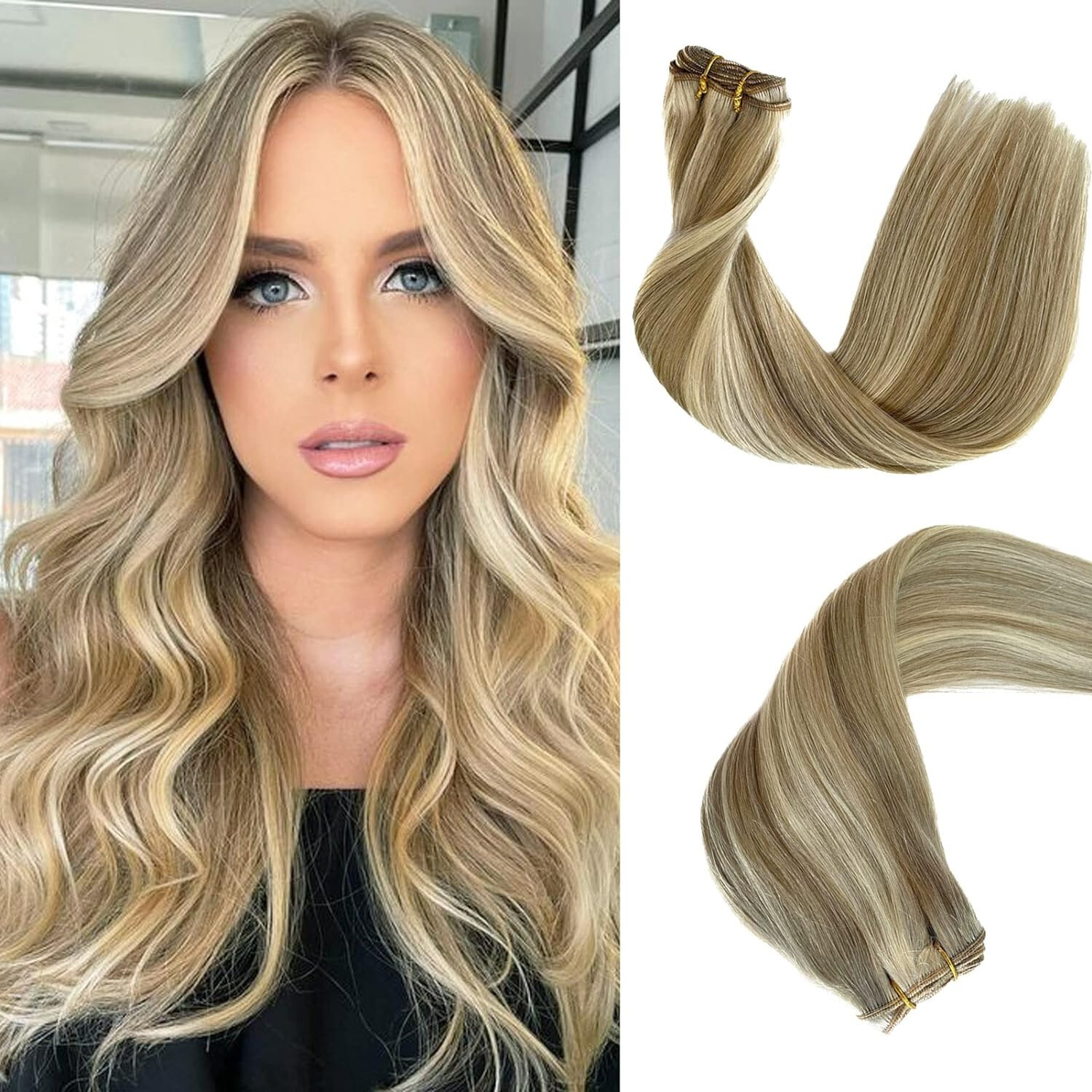 Sew In Weave Weft Human Hair Extensions Remy Straight Russian Hair Thick Bundle