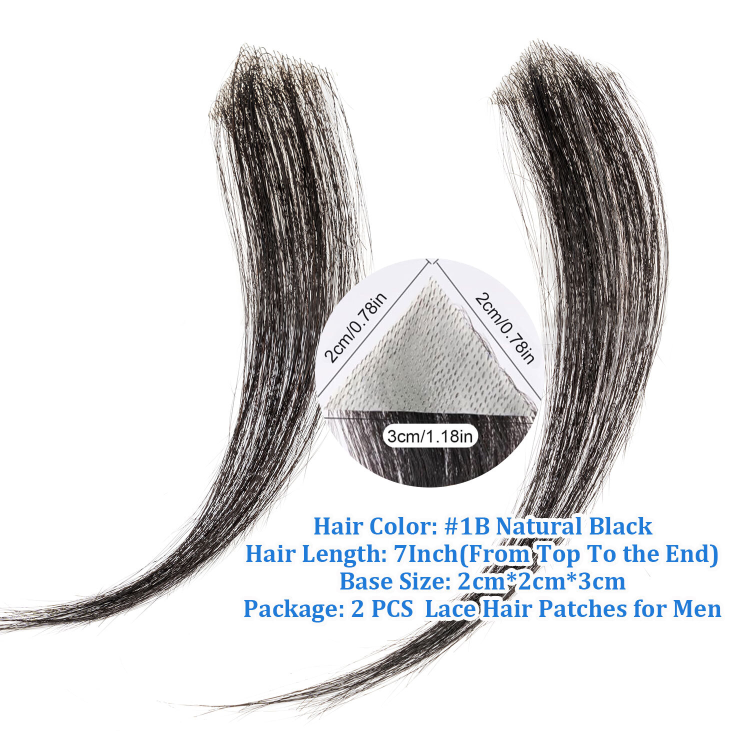 Front Hairline Human Hair Patch PU Full Skin Cover-Up Topper Piece Toupee 2PCS F