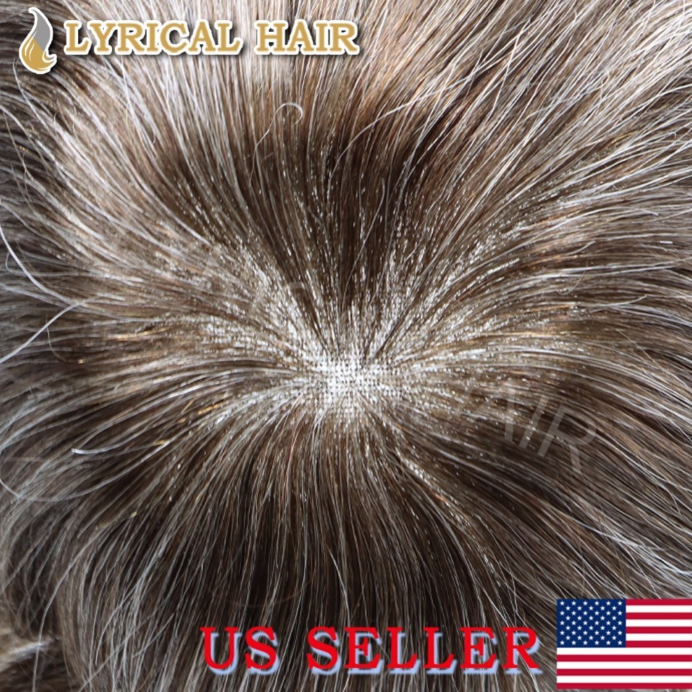 French Lace Front Mens Toupee PU Skin Human Hair System Bleached Knots Hairpiece