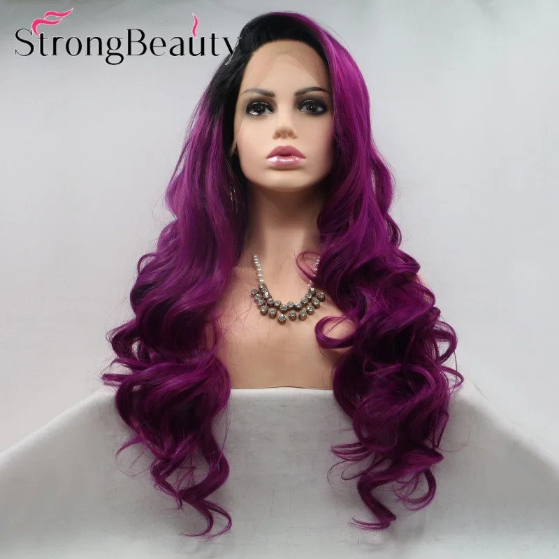 StrongBeauty Long Lace Front Wigs Synthetic Wavy Women Wig Heat Resistant Hair