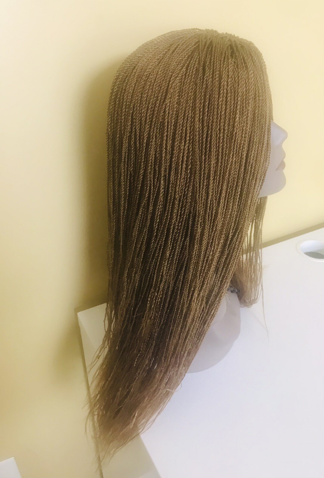 African Nigeria Handmade Hand Micro Braided Twist Wig Handmade Light Brown Color