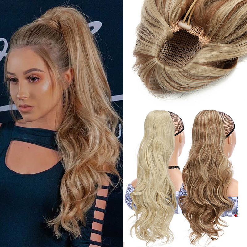 Best Quality CURLY Drawstring Ponytail Clip in High Pony Tail Hair Extensions US