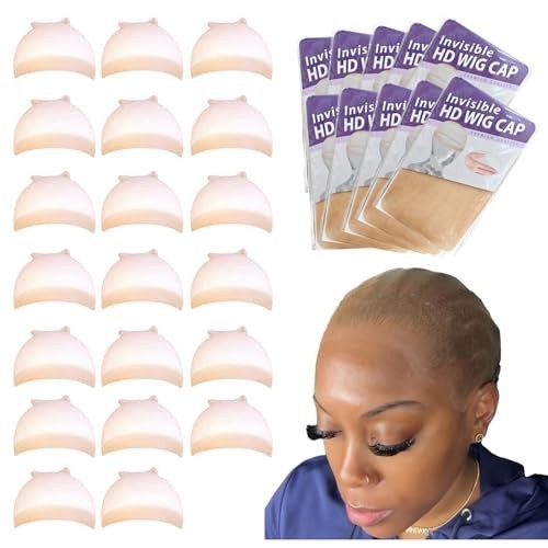 20 PCS Transparent HD Wig Caps for Lace Front Wigs – Super Soft & Breathable Acc