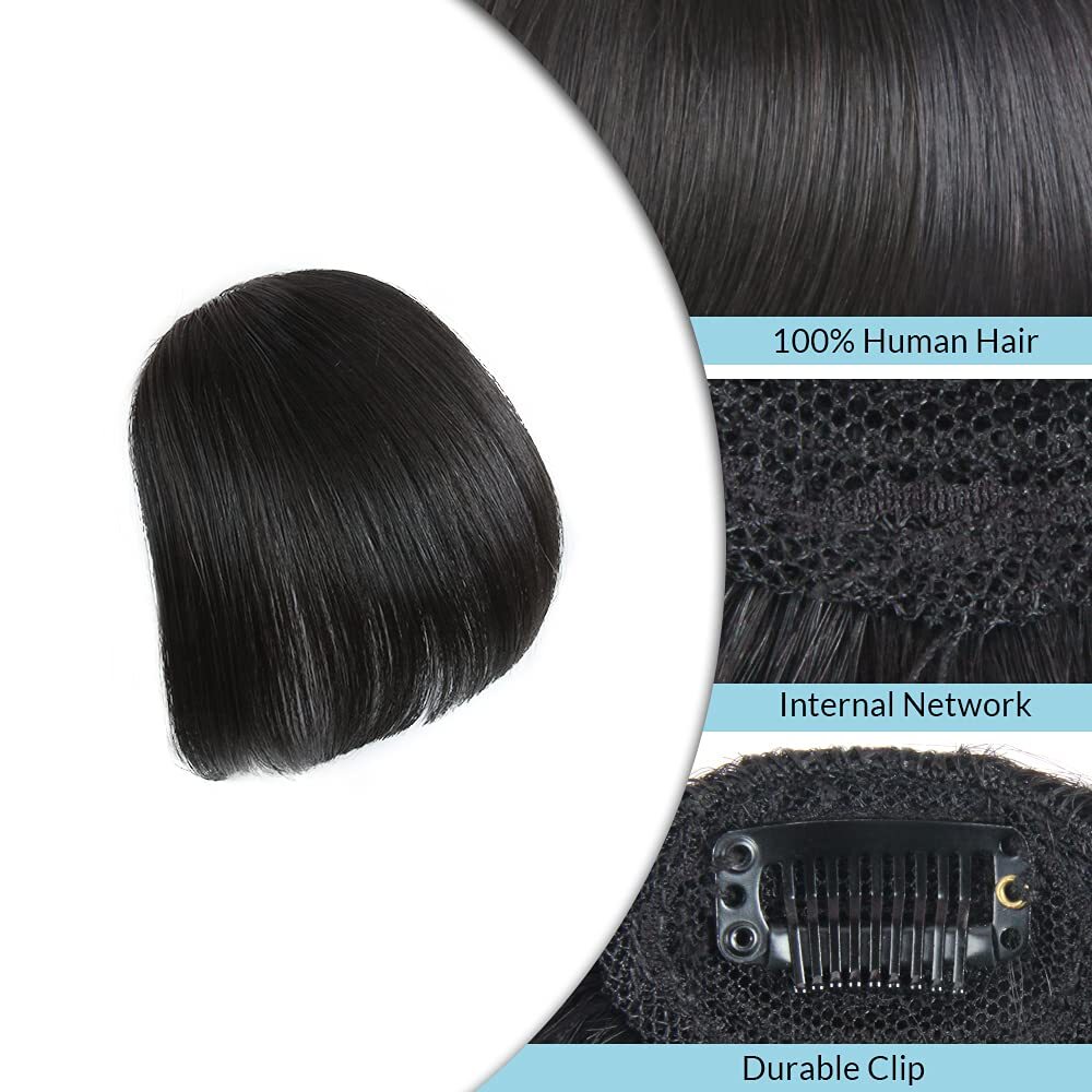 Clip In Human Hair Bang Wispy Air Bangs Front Fringe Clip in Hair Extensions US
