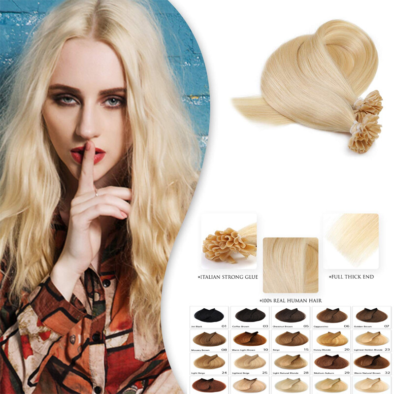 Hot Fusion 0.5g 1g Pre Bonded Nail U Tip Real 100% Human Remy Hair Extensions US