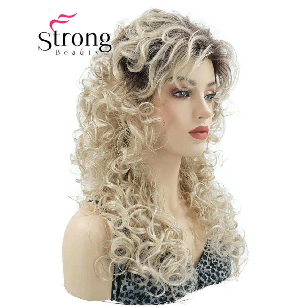 Women Ombre Blonde Brown Curly Wigs None Lace Fashion Blonde Wigs Heat Resistant