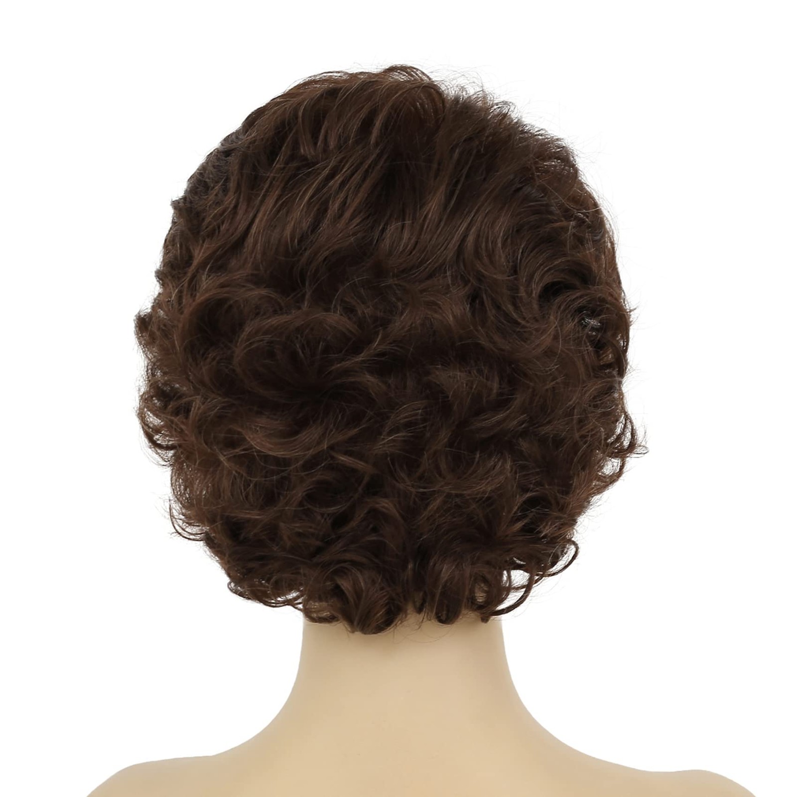 Sallcks Short Curly Brown Wig For Women Soft Synthetic Heat Resistant Hair