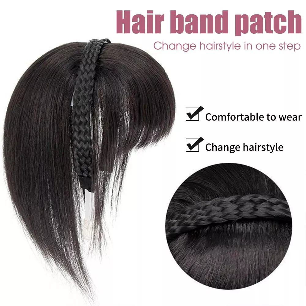 Natural Clip On Women Invisible Headband Synthetic Bangs Hair Extension Fringe