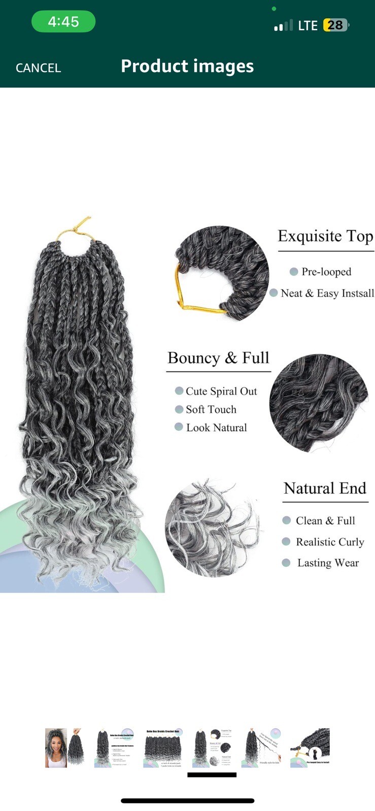 Goddess Box Braids Crochet Hair 12 Inch Bohemian Box Braids Crochet Hair1B/gray#