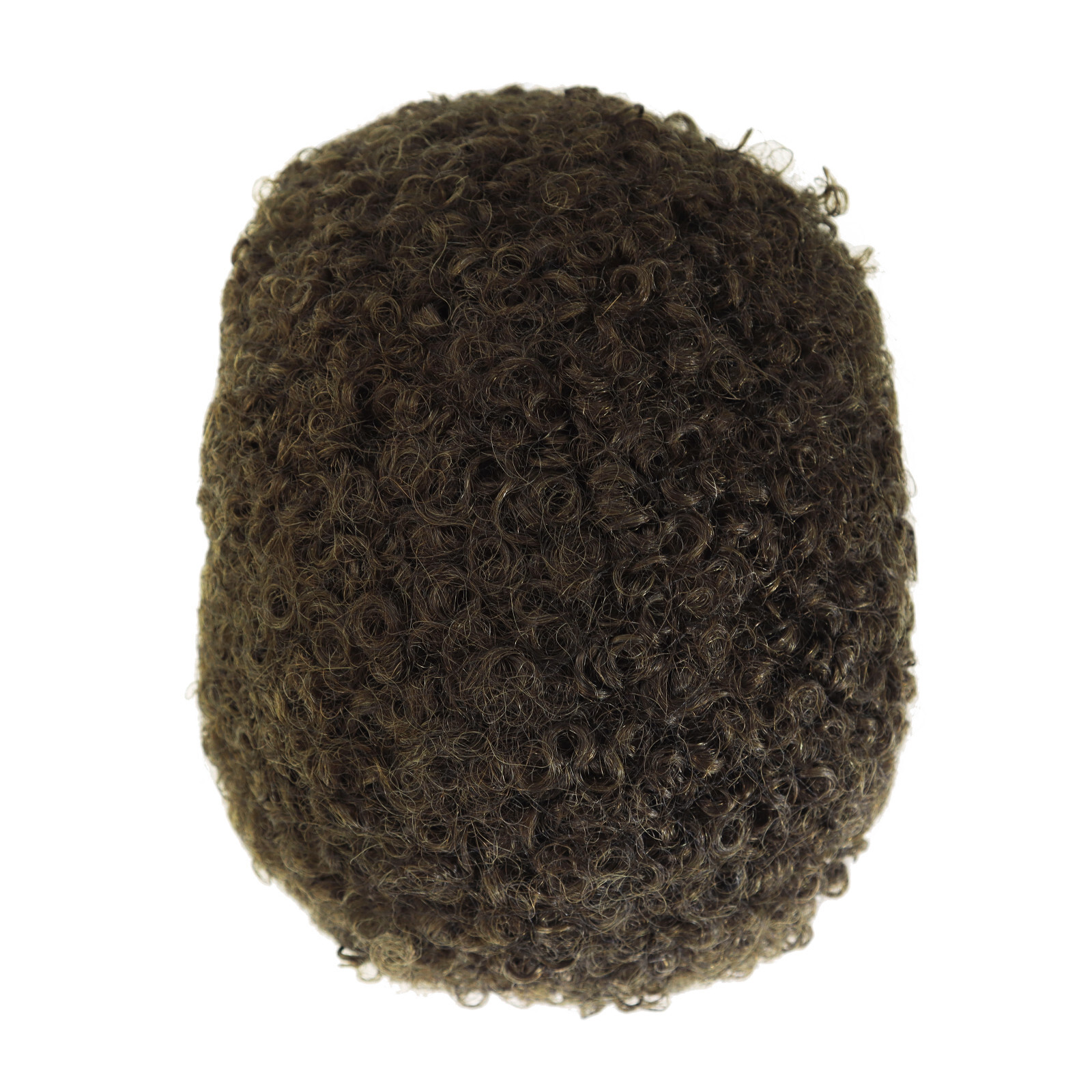 Natural Mens Human Hair Replacement All Thin Skin Toupee Curly Hairpiece 10mm #3