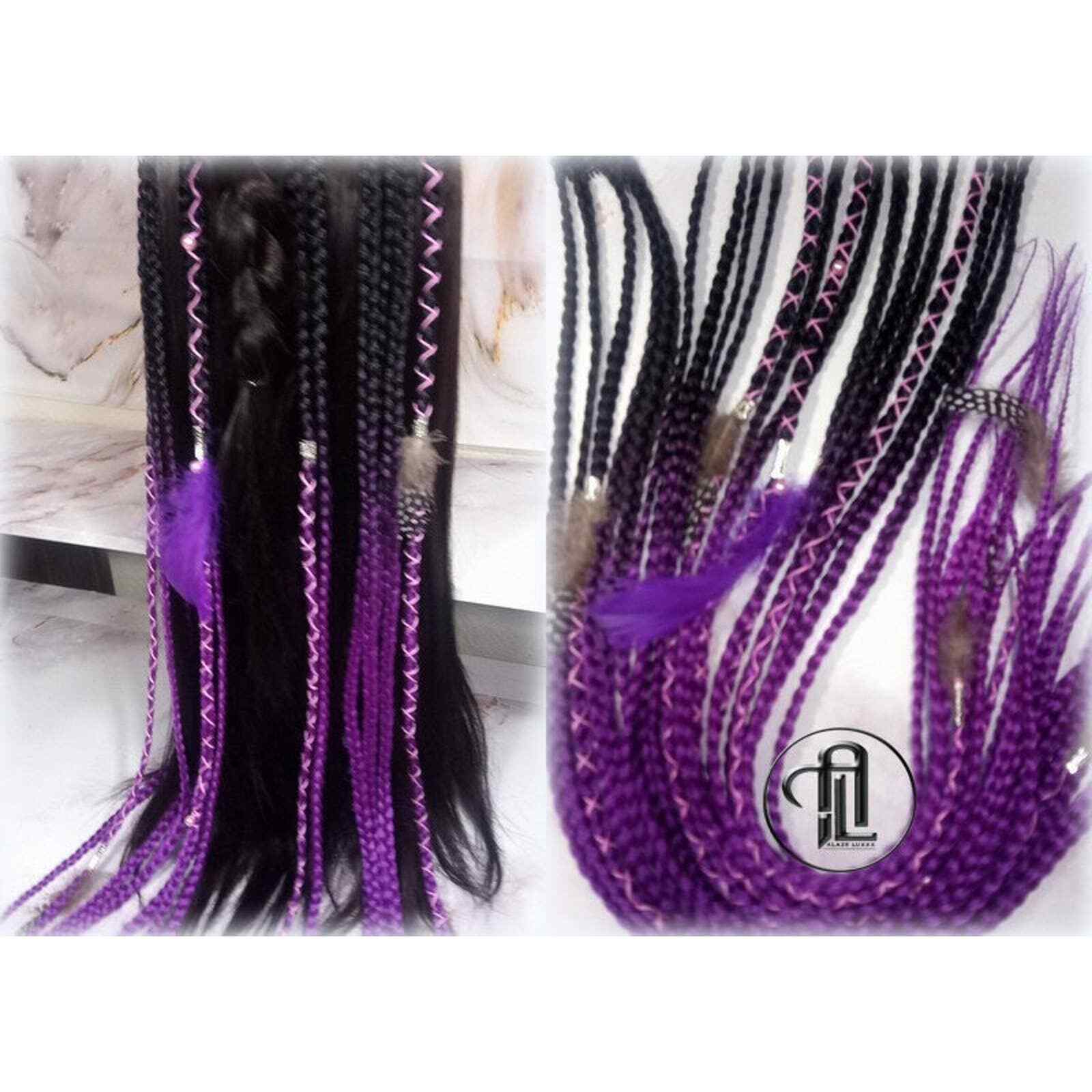 Black Purple Ombre Clip in Braid Long 24 in Boho Extensions Ombre Purple Rave