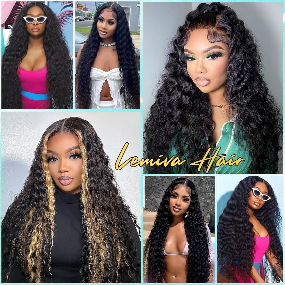 26 Inch 200% Density Deep Wave Glueless Lace Front Wig – Pre Plucked Curly Hair