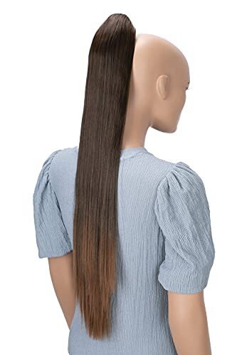 28″ Extra Long Straight Ponytail Hairpiece Heat-resistant brown mix #2T30 H81