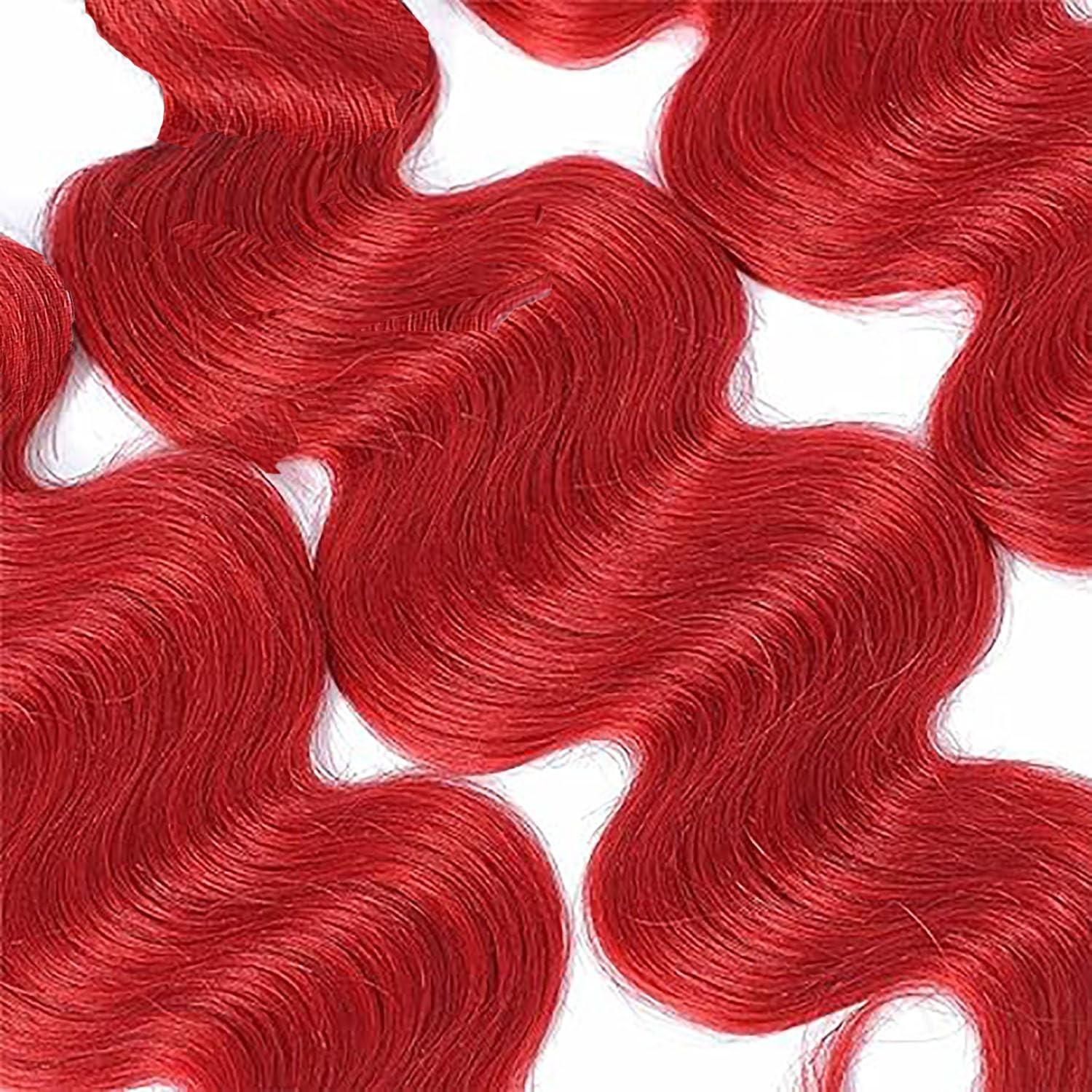 Weeybay Red Bundles Human Hair Burgundy Body Wave Bundles 14 16 18 Inch