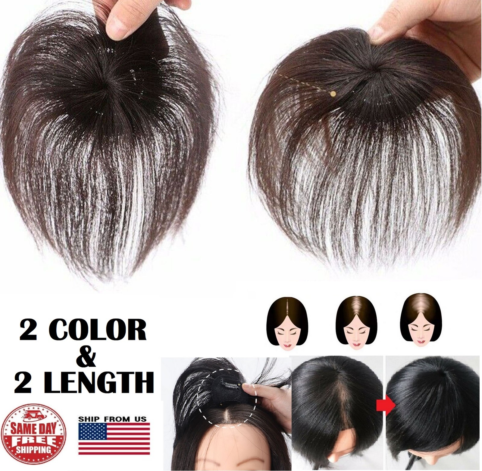 Women Clip In Straight Hair Extensions Hairpiece Topper Natural Look Hairpiece