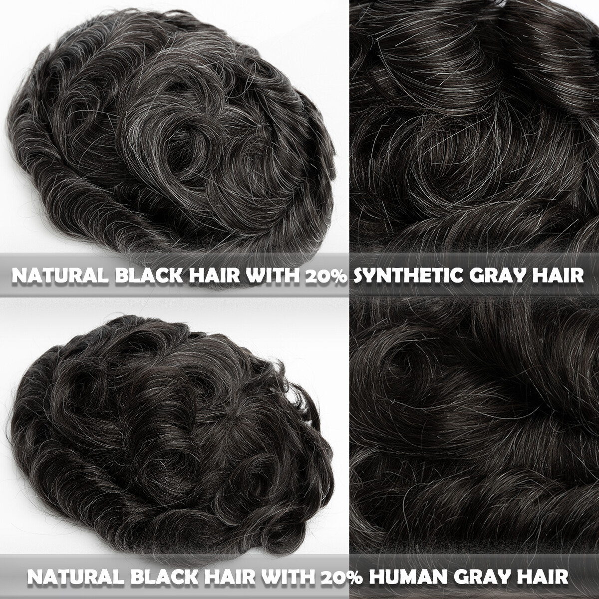 Men Toupee Hairpiece Tape In Human Hair Thin Skin V-loop Replacement System Gray