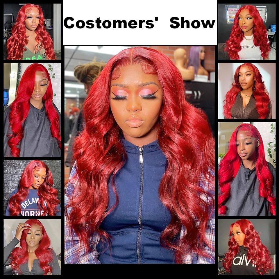 Weeybay Red Bundles Human Hair Burgundy Body Wave Bundles 14 16 18 Inch
