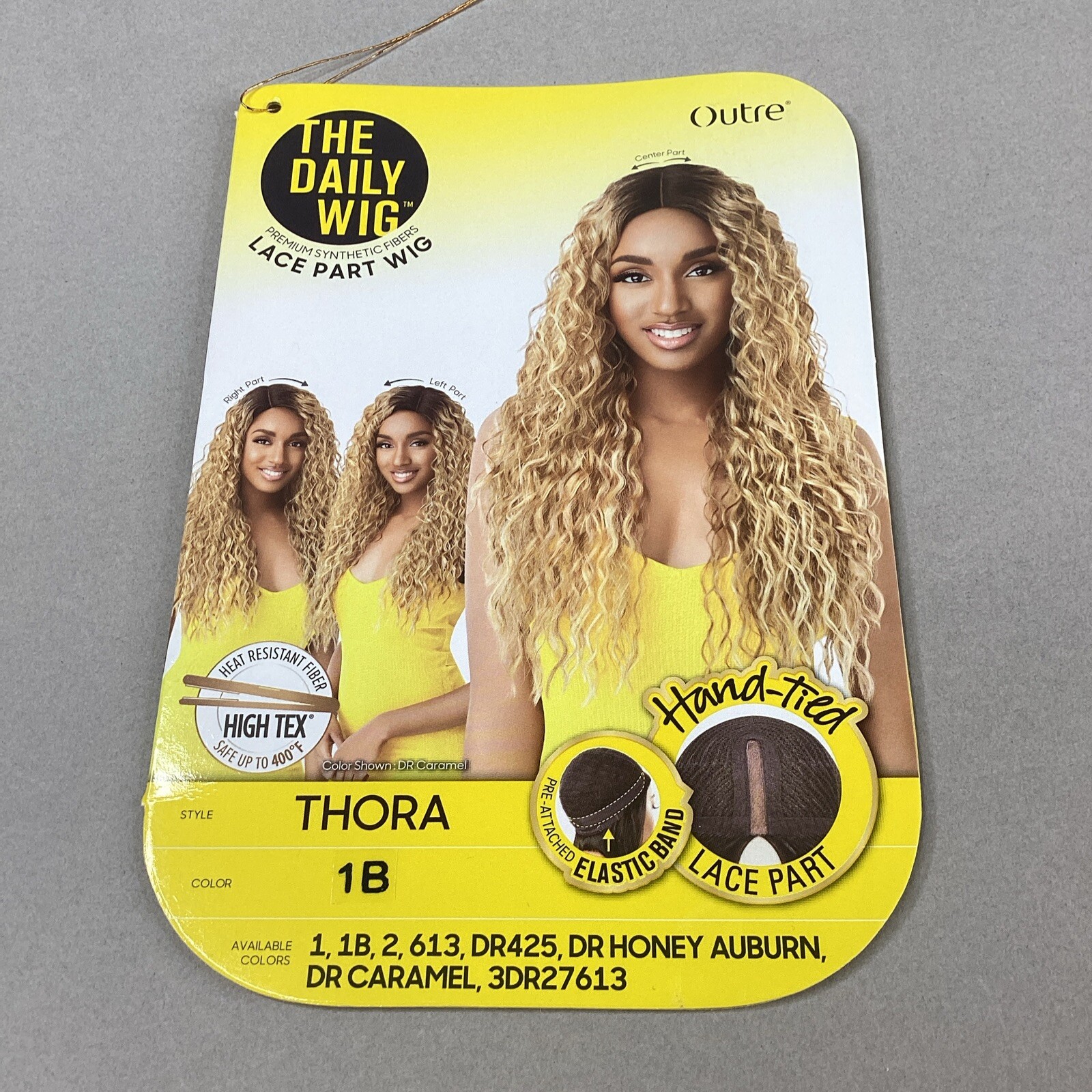 Thora Long Wavy #1B Off Black Premium Synthetic Lace Part Wig