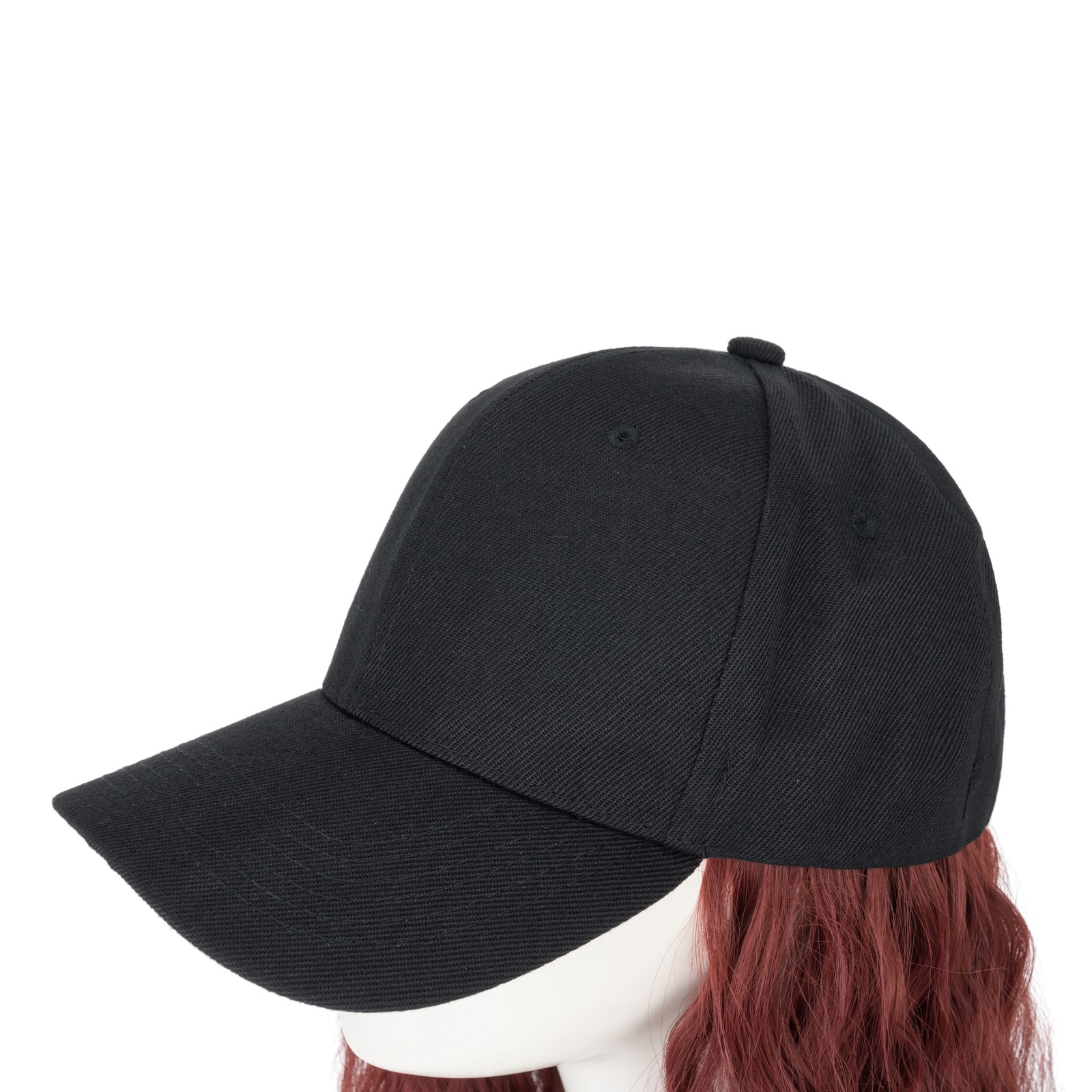 Instant Style Long Curly Cap Wig Adjustable Baseball Hat with Attached Hair