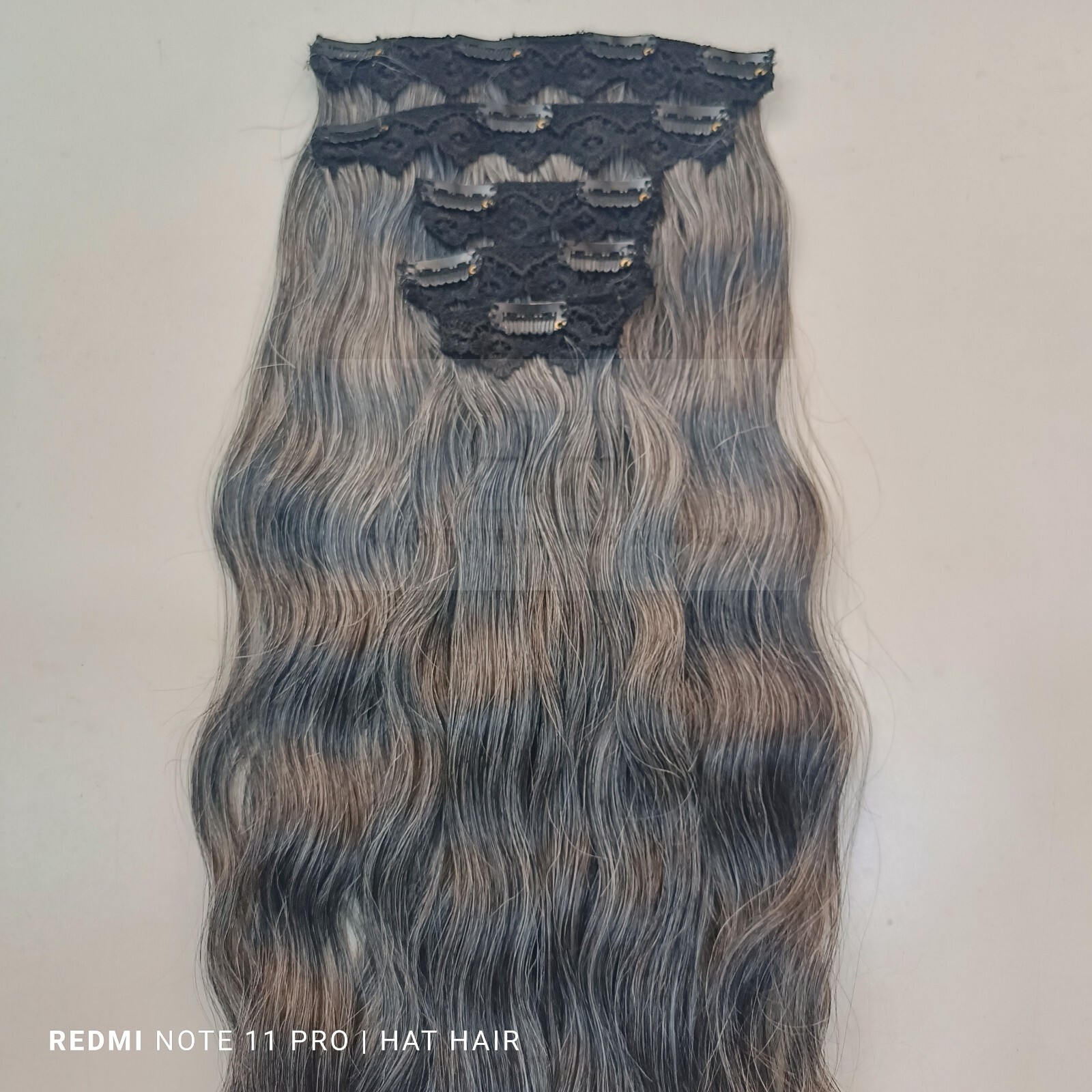 Grey Wavy Clip Hair Extensions-Grey Salt And Pepper Clip Hair Extensions