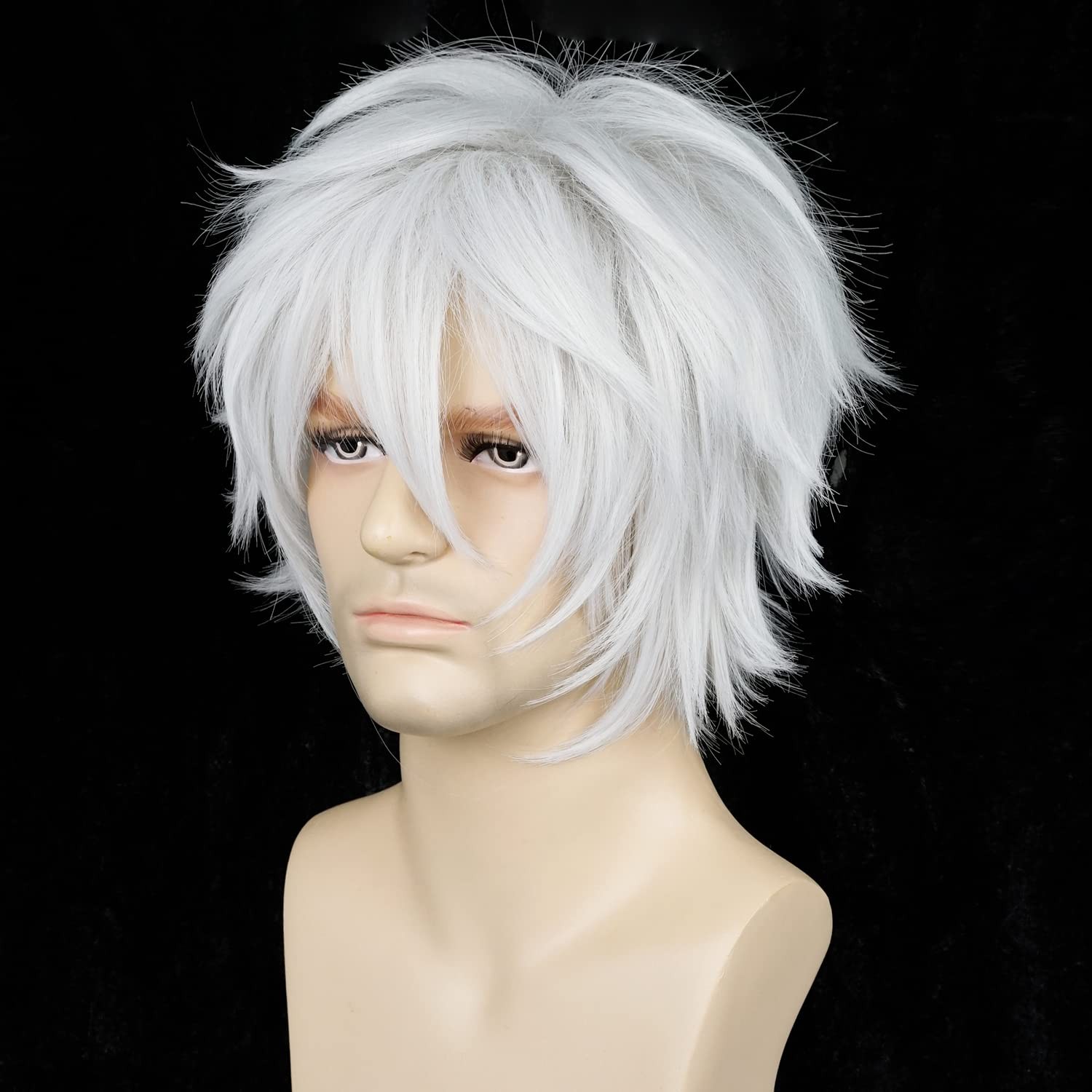 Short Fluffy Straight Wig, Silver White, Unisex, Men, Women, One Size, Cosplay