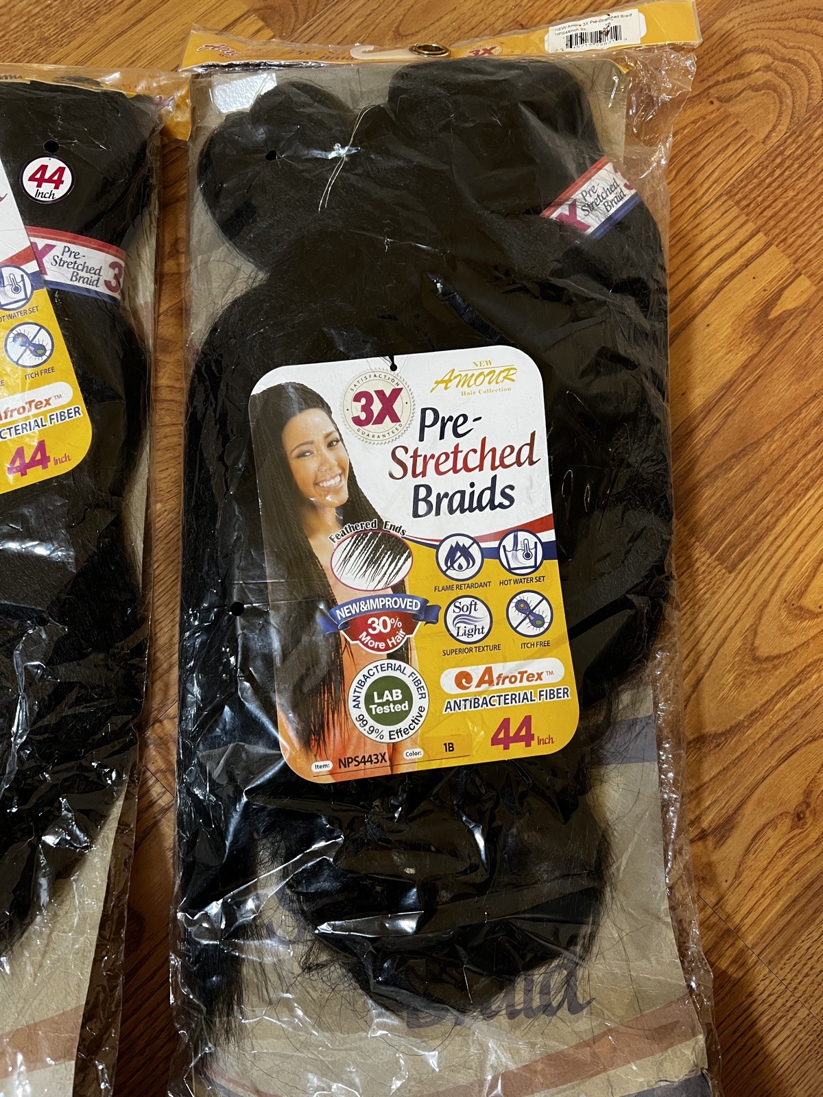 Set of 3 Amour Pre Stretched Braids 44 Inch 1B 3Pack AfroTex Antibacterial
