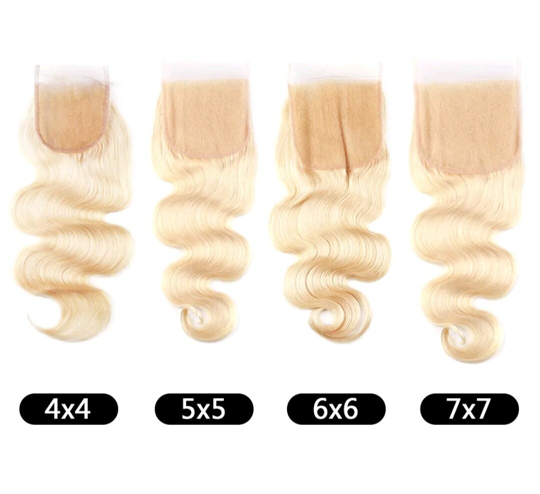 PERUVIAN PURE BLONDE 613# LACE CLOSURE 4X4/5X5/6X6/7X7/13X4/13X6 STRAIGHT/B WAVE