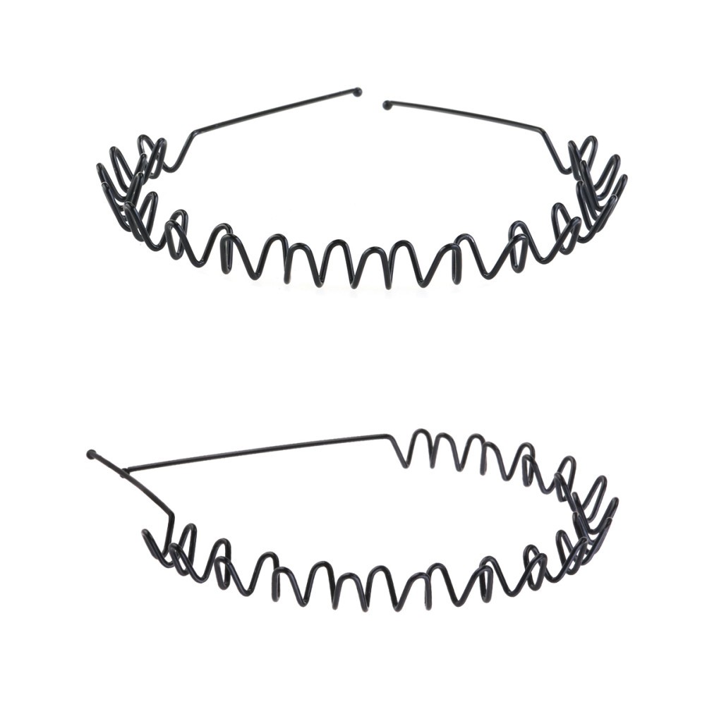 6Pcs Durable Black Hair Loop Bands Men Sports Headbands Wavy Design