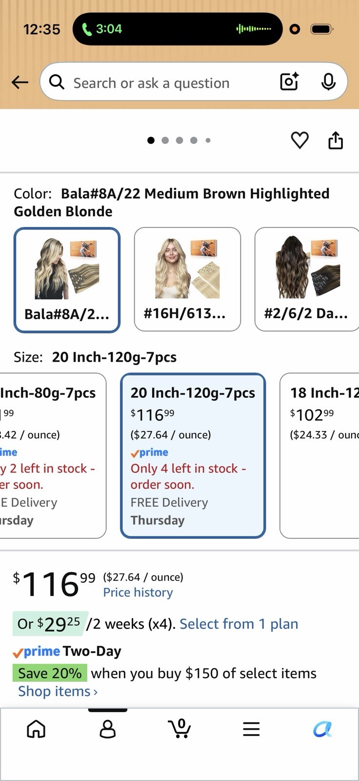 Doores Remy HUMAN Hair Blonde Highlights Clip-In Extensions 20in with 7pcs. 120g