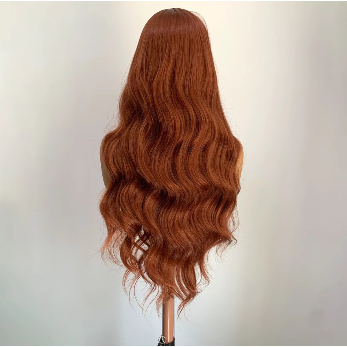 Heat Resistant Hair Layered Pre Plucked Long Wavy Lace Front Wigs Copper Red