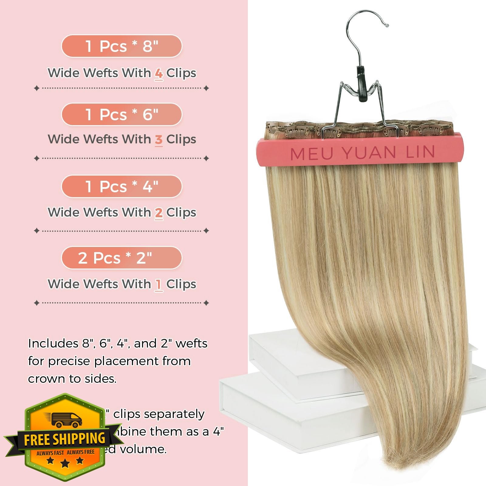 MEI YUAN LIN 16in 80g 5pc Ash Blonde Highlights Hair