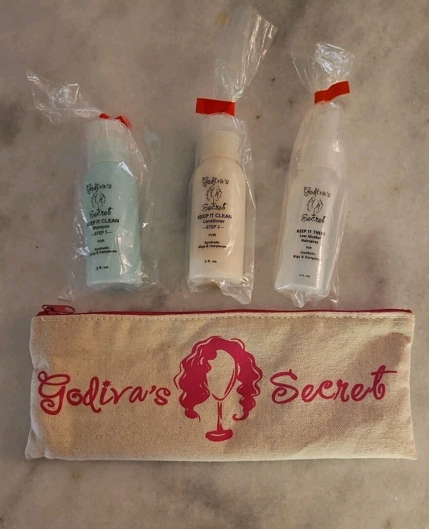 Godiva’s Secret Shampoo Conditioner Hairspray Gift Travel Set f/ Synthetic Wigs