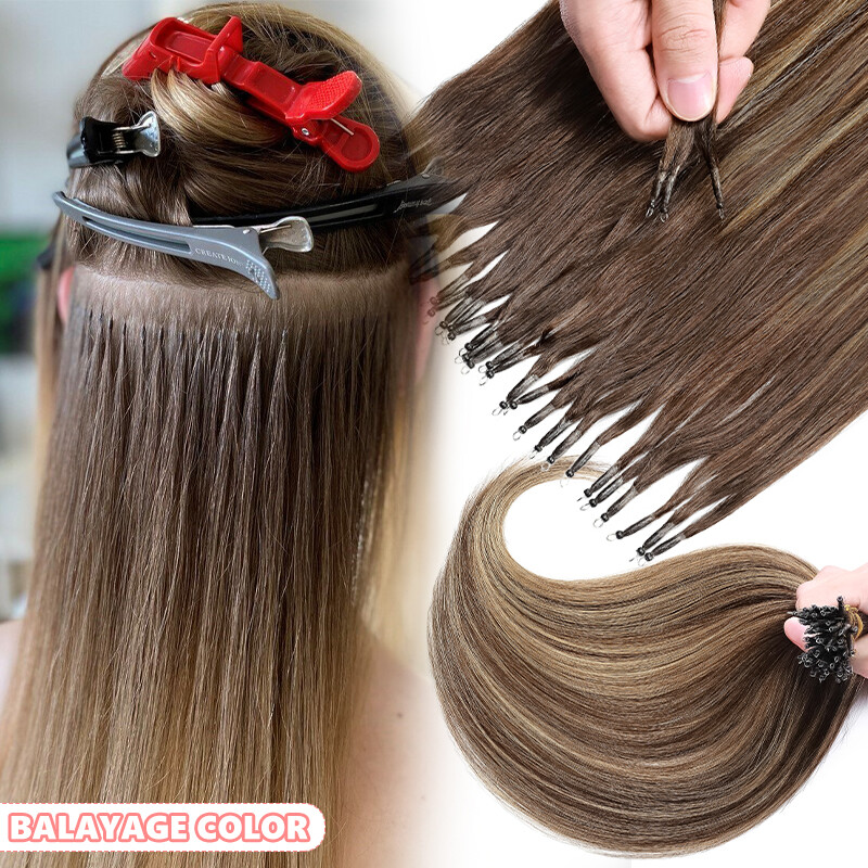 CLEARANCE Nano Ring Microlink Bead Tip Real Human Remy Balayage Hair Extensions