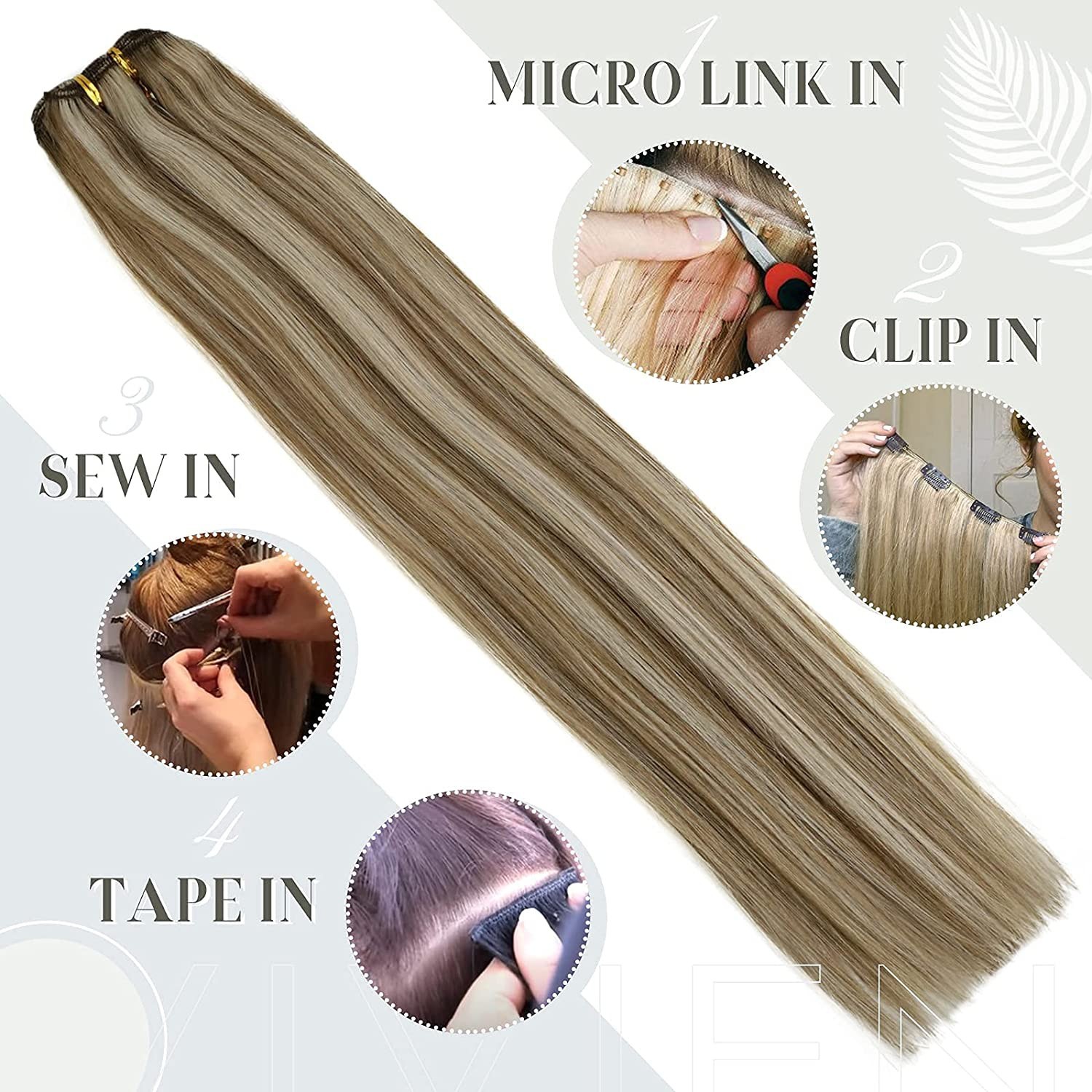 Double Weft Human Hair Extensions Sew in Weft Human Hair Weaves Highlight Colors