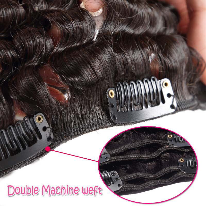Yaki Straight Kinky Curly Clip In Remy Human Hair Extensions Full Head Thick US