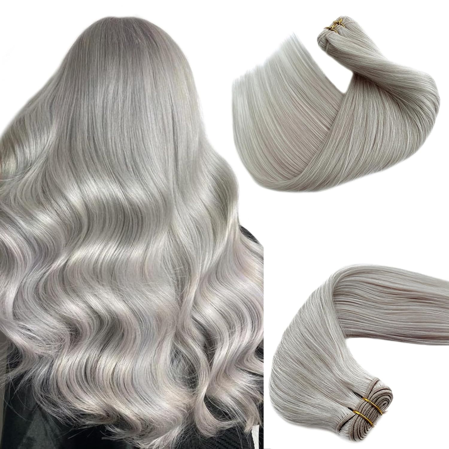 100g Thick Bundle Weft Hair Extenisons Remy Human Hair Double Weft Weave Blonde