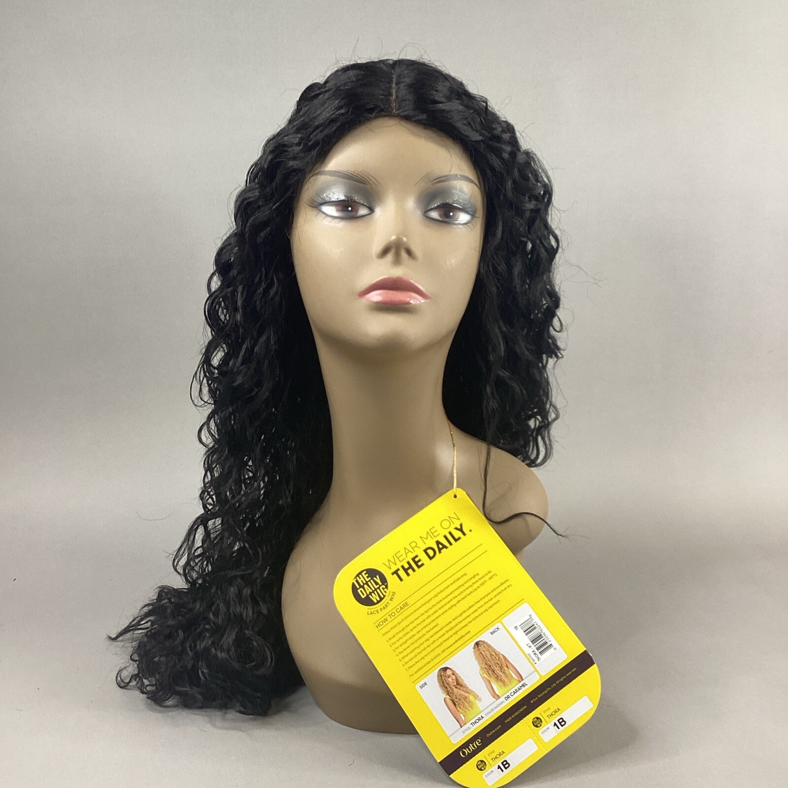 Thora Long Wavy #1B Off Black Premium Synthetic Lace Part Wig