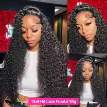 13×6 Glueless 250 Density Brazilian Deep Wave Curly HD Lace Frontal Human Hair W