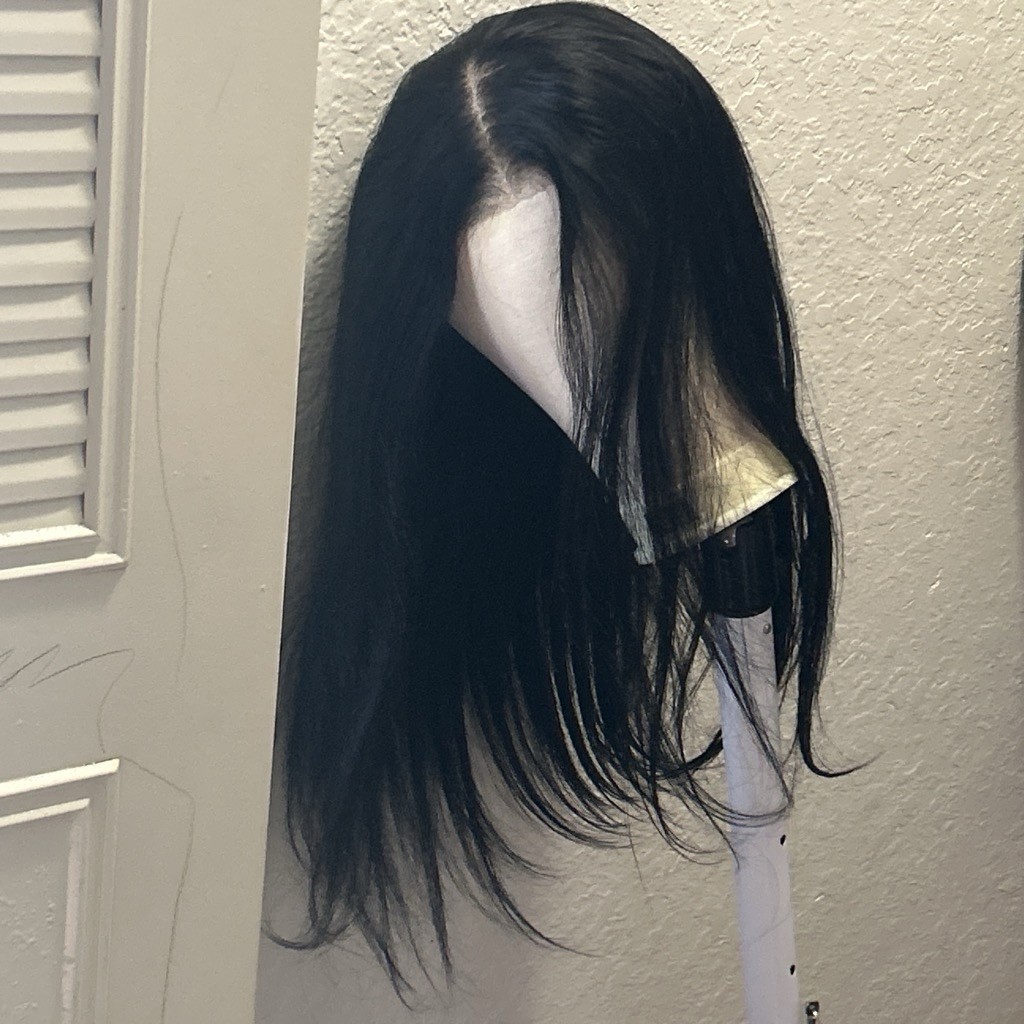 Long Black Straight Synthetic Lace Front Glueless Middle Part Wig for Women