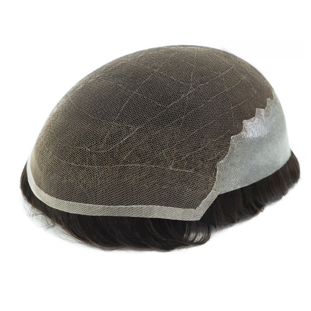 Toupee For Men Lace Human Hair Replecement System Skin Grey Hairpieces 8×10 #510