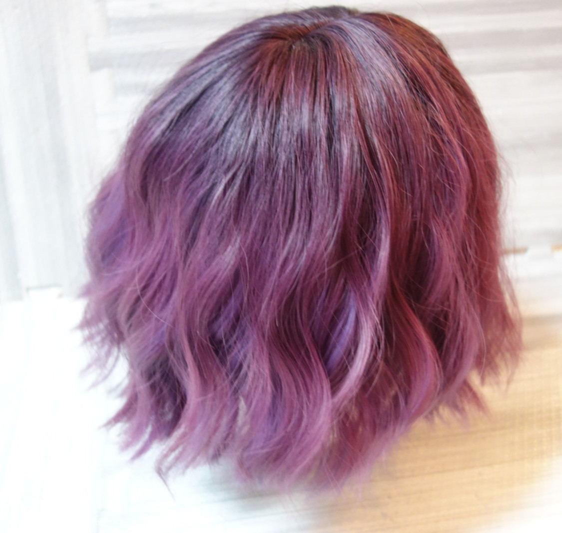 Lot of Three Wigs Various Colors Styles Lace Caps Black Blonde Purple