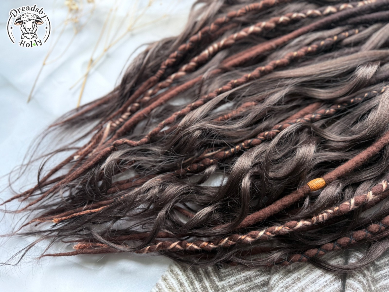 Full Set Wool Dreads Mix Braids Curls Brown DE – SUPER FAST 2-3 DAY SHIPPING USA