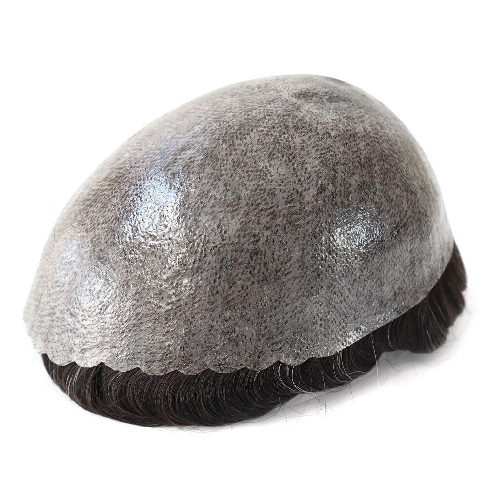 Mens Human Hair Replacement Injection Poly Skin System Toupee Hairpiece 8×10