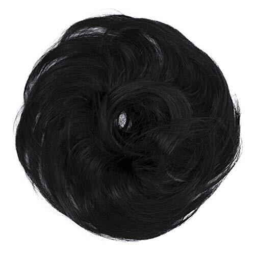 Synthetic Fiber Hairpiece Scrunchie Scrunchy Updo Slightly Wavy black #1 G1B