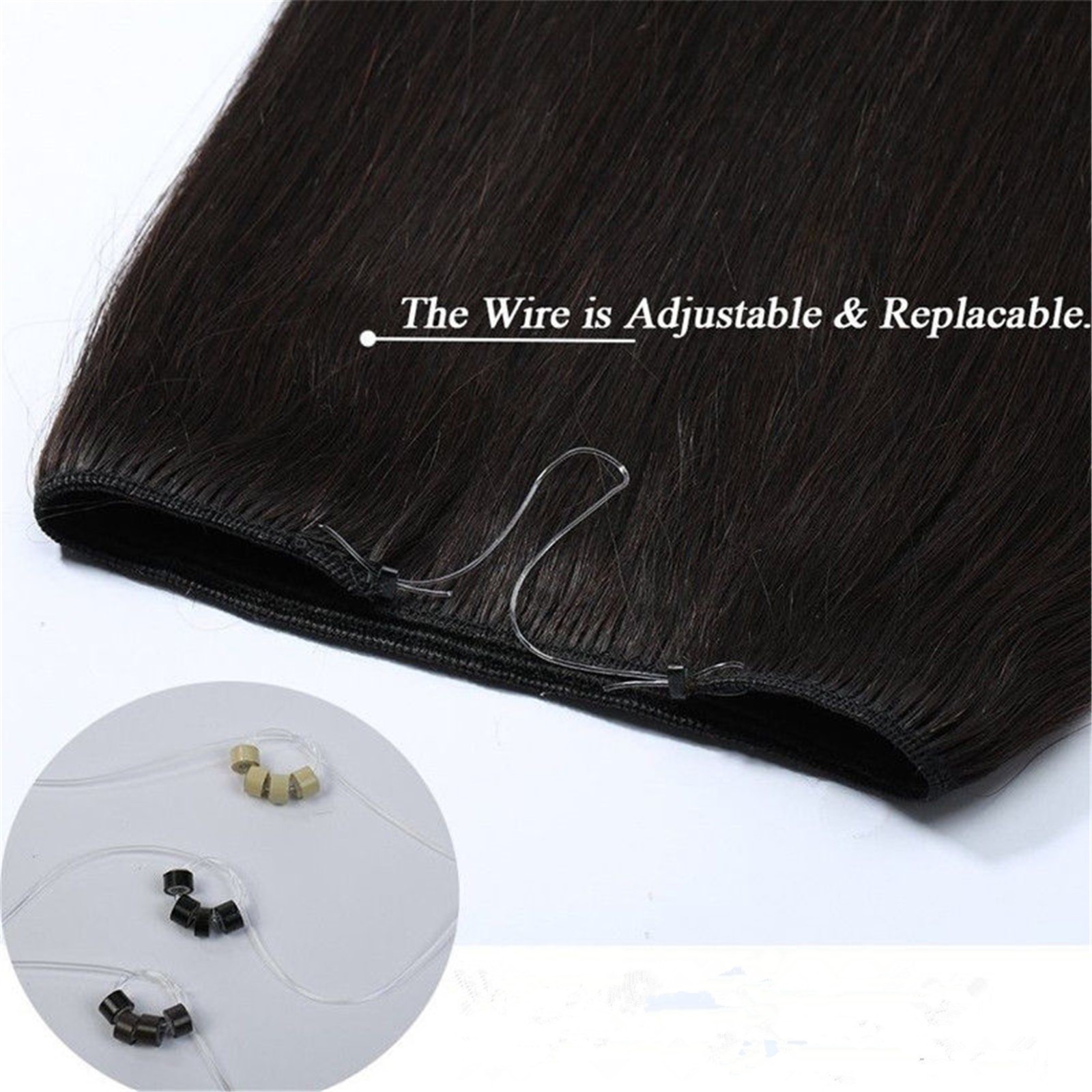 150gr Jet Black Invisible Wire Weft Flip In Real Human Hair Extensions Full Head