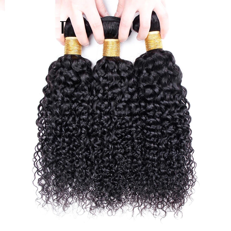 Jerry Curl unprocessed Virgin Brazilian Human Hair 1&3 Bundle natural color
