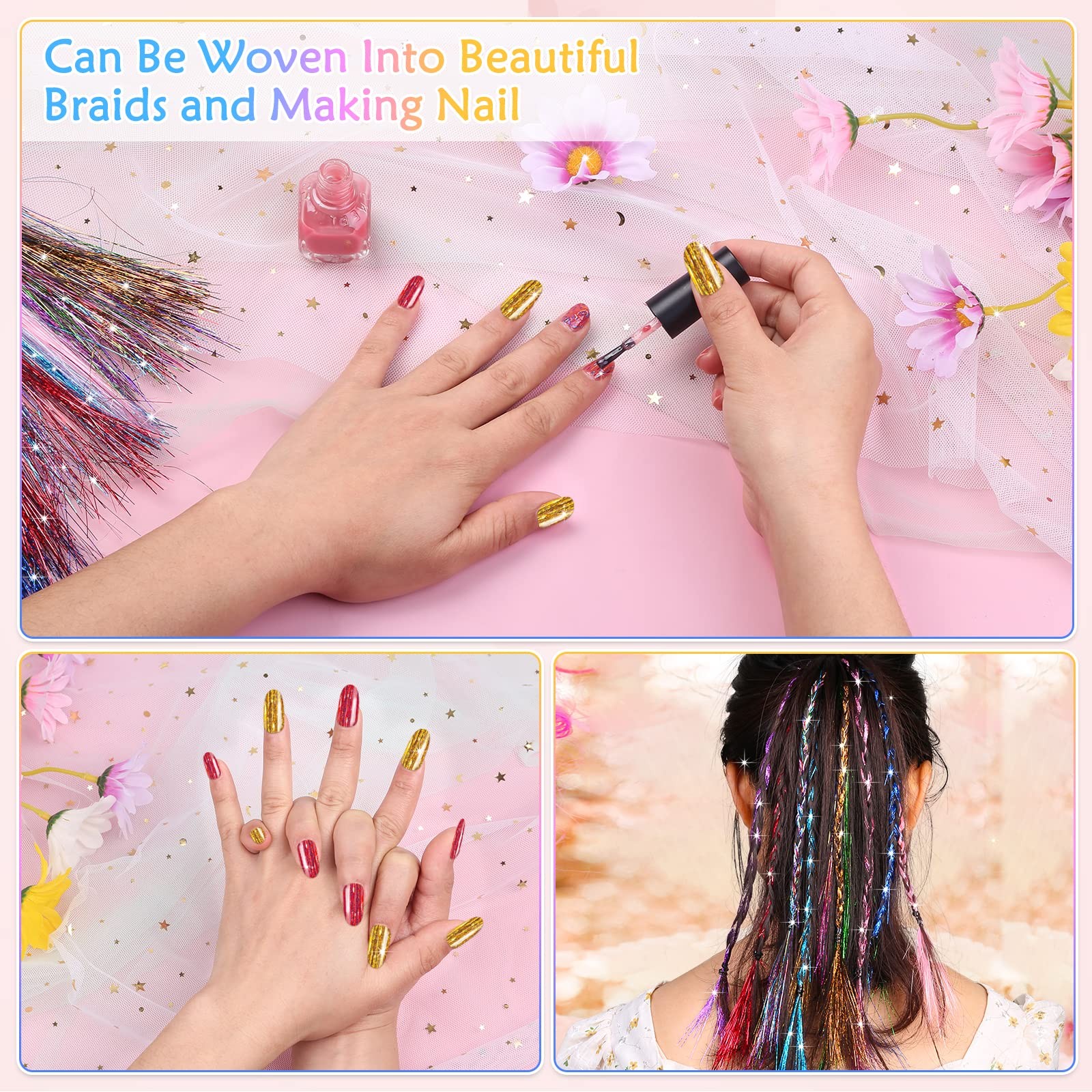 14 Colors 47 Inch, 14 2800 Strands with 200 Pcs Beads and 1 Set Tools