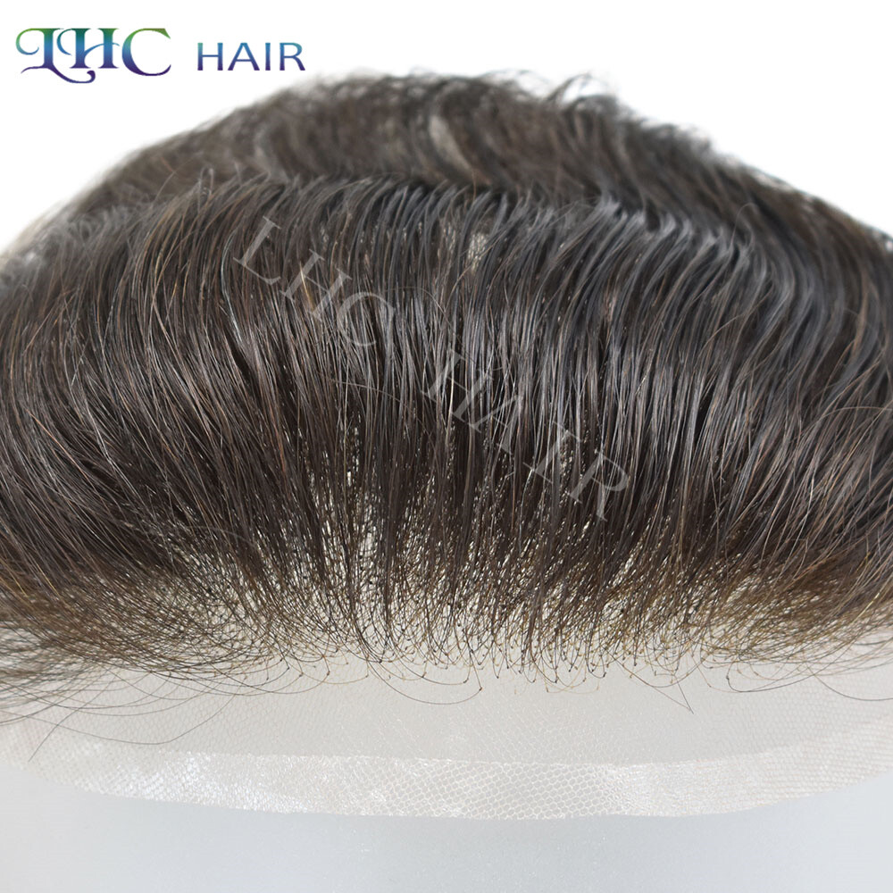 Mens Frontal Swiss Lace Hairpiece for Receding Hairline Natural Human Hair 4×18