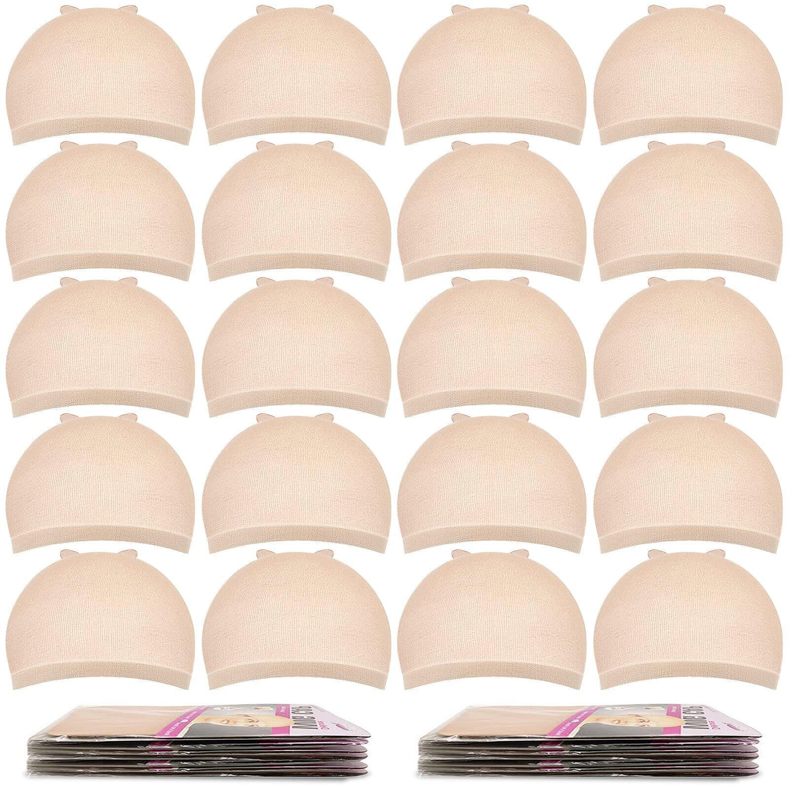 Wig Caps 20pcs Beige Wig Caps Stocking Caps for Wigs Beige Wig Cap