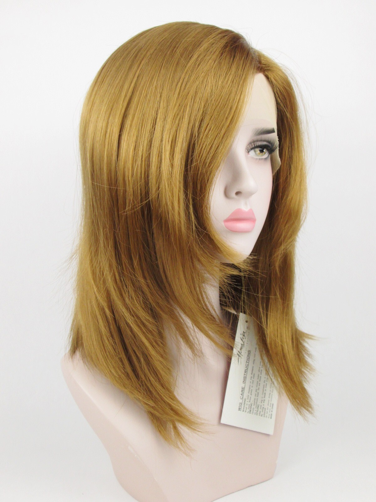 WOMENS LACE FRONT SHOULDER-LENGTH STRAIGHT HAIR LAYERED WIG W/ NO BANGS LINDSEY